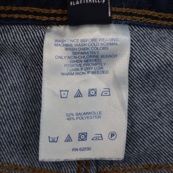 Lands End Pants Womens 8 Blue Straight Dark Wash Mid Rise Denim Button Jeans - Picture 3 of 16